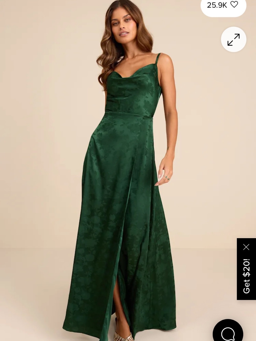 Lulus Simply Dreamy Emerald Green Satin Floral Jacquard Maxi Dress